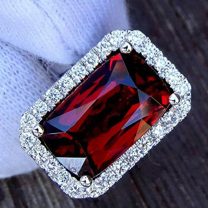 Garnet diamond engagement ring - Shilat 