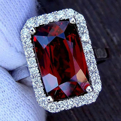 Garnet diamond engagement ring - Shilat 