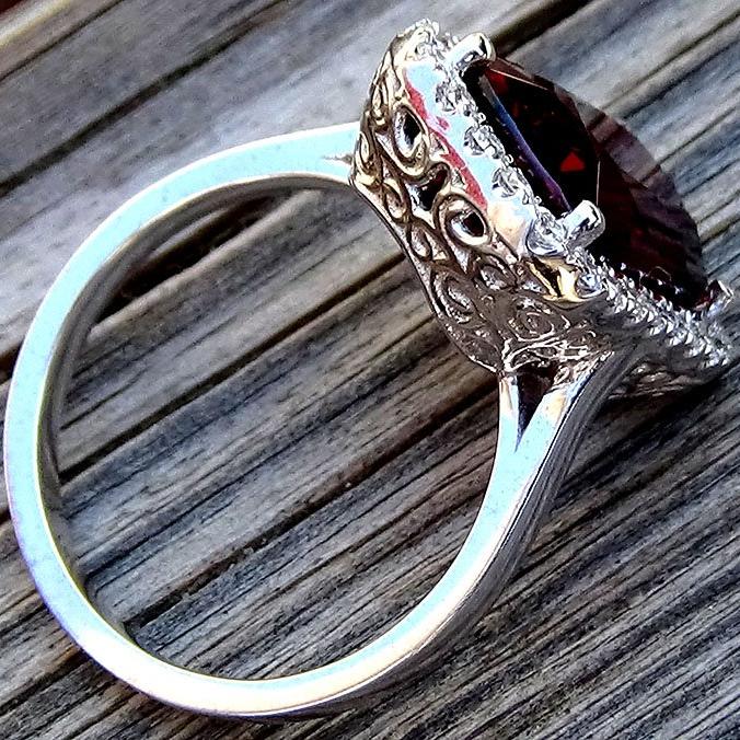 red garnet diamond engagement ring 18k - Shilat