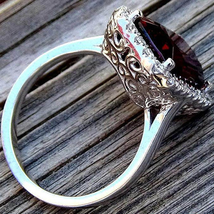 Garnet diamond engagement ring - Shilat 