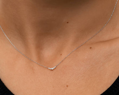 Close-up of a delicate necklace on a person's neck