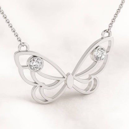 Butterfly  natural diamonds pendant white gold