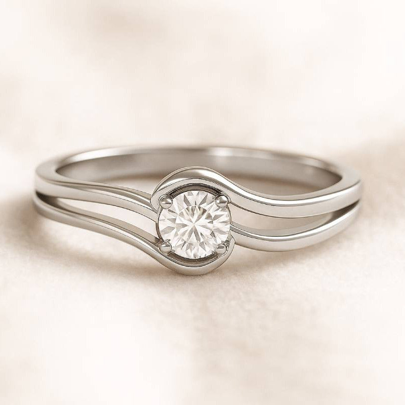 ring with a diamond on a beige background