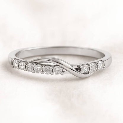 ring with diamond accents on a light background