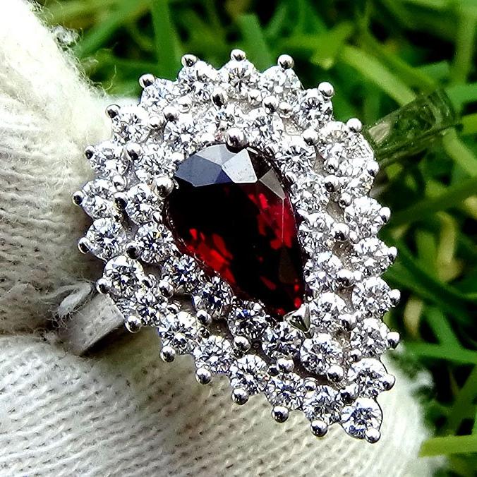 Red Ruby diamond ring 18k - Shilat