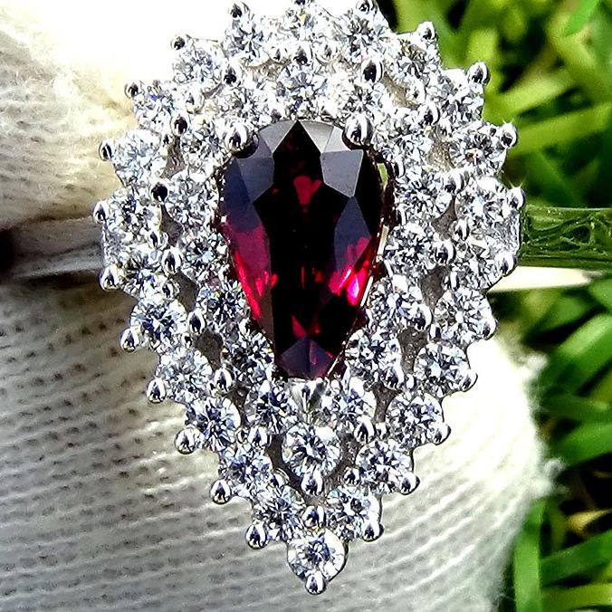 Red Ruby diamond ring 18k gold - Shilat