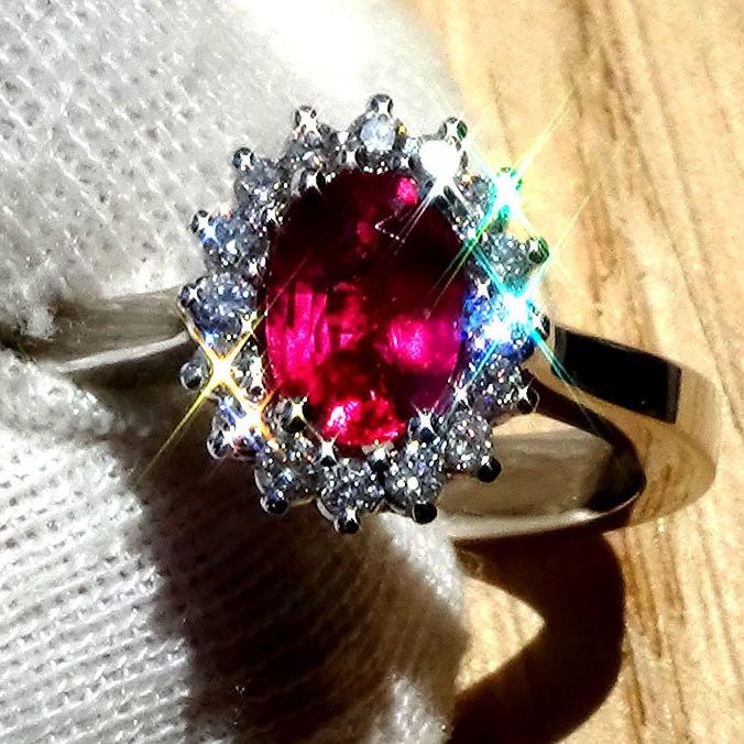 Red Ruby diamond ring 18k - Shilat