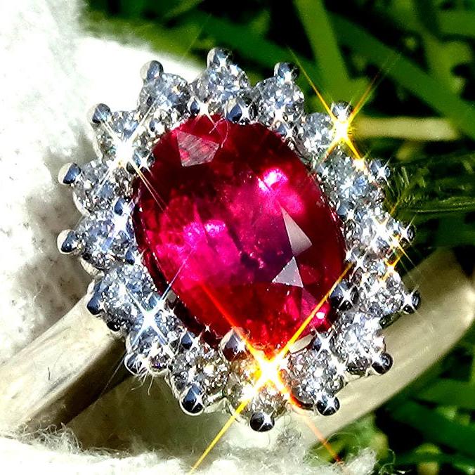 Red Ruby diamond ring gold 18k - Shilat