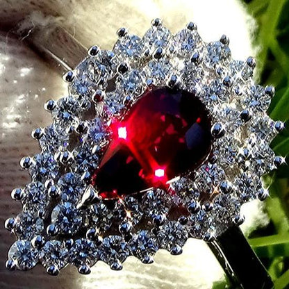 Natural Red Ruby and diamond ring - Shilat