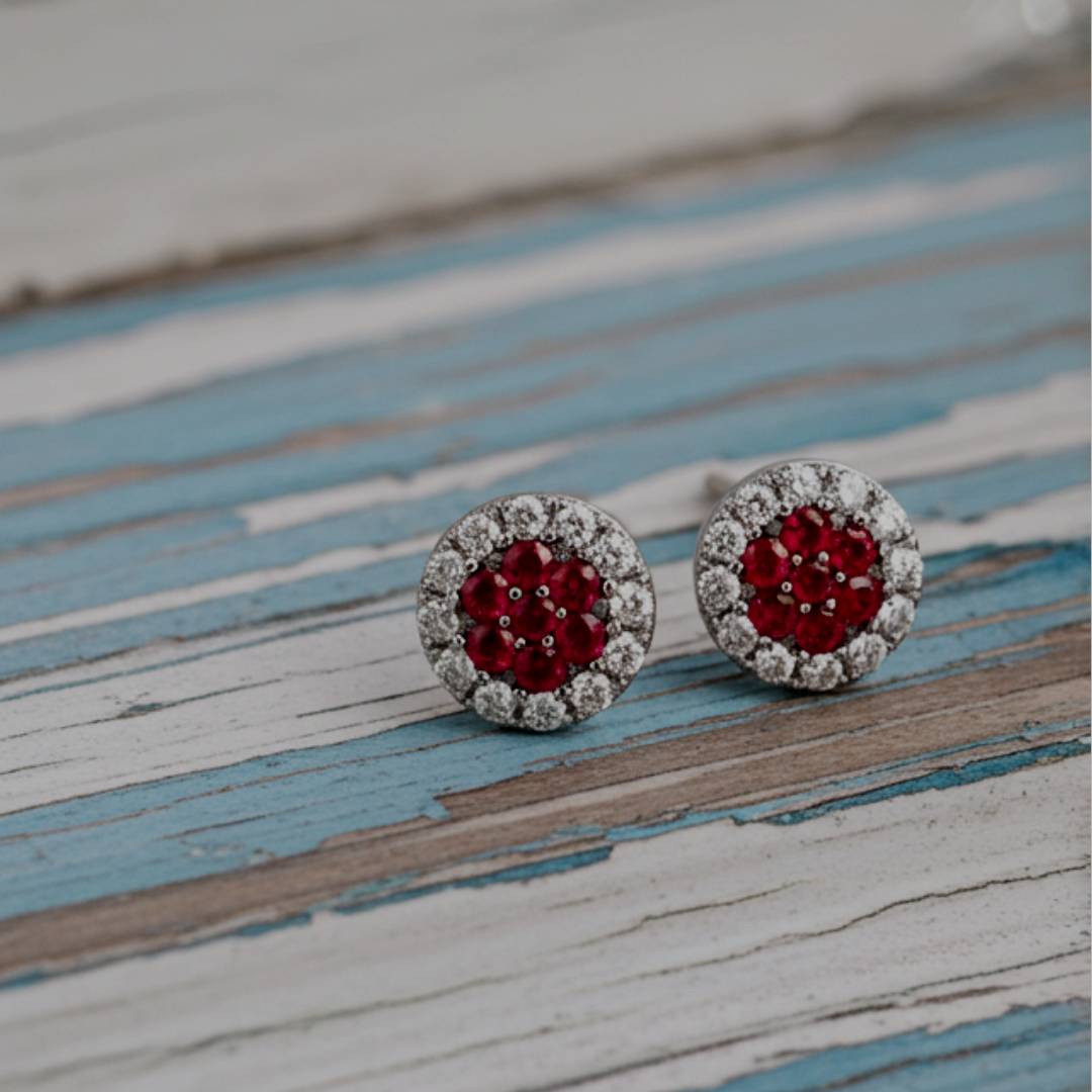 Red sapphires and natural diamonds 0.54 carats