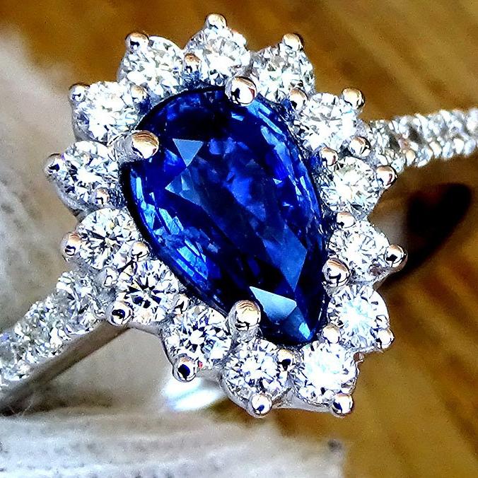 14k natural blue sapphire ring - Shlat