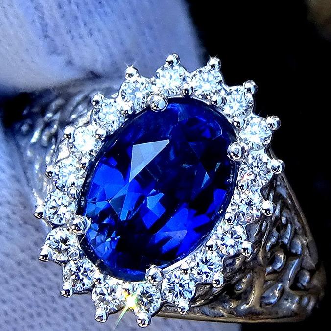 blue sapphire diamond 18kt gold ring - Shilat