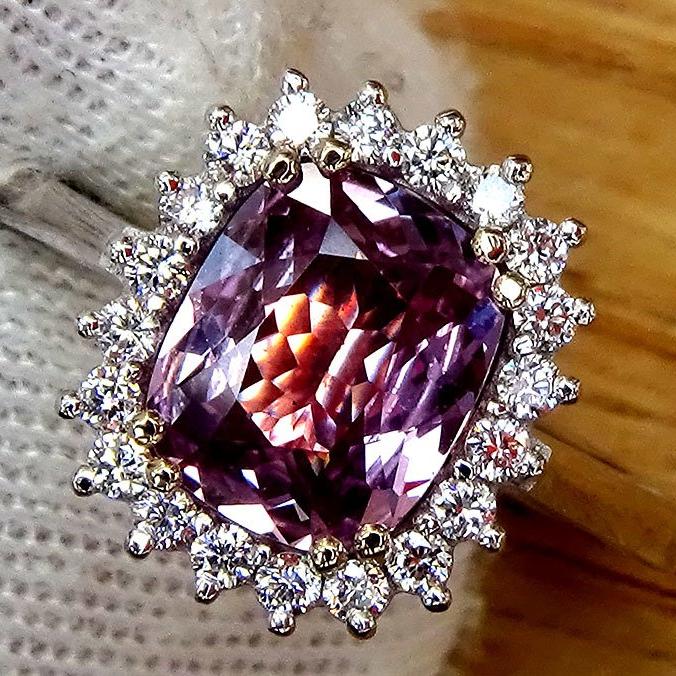 Purplish Pink sapphire diamond ring - Shilat