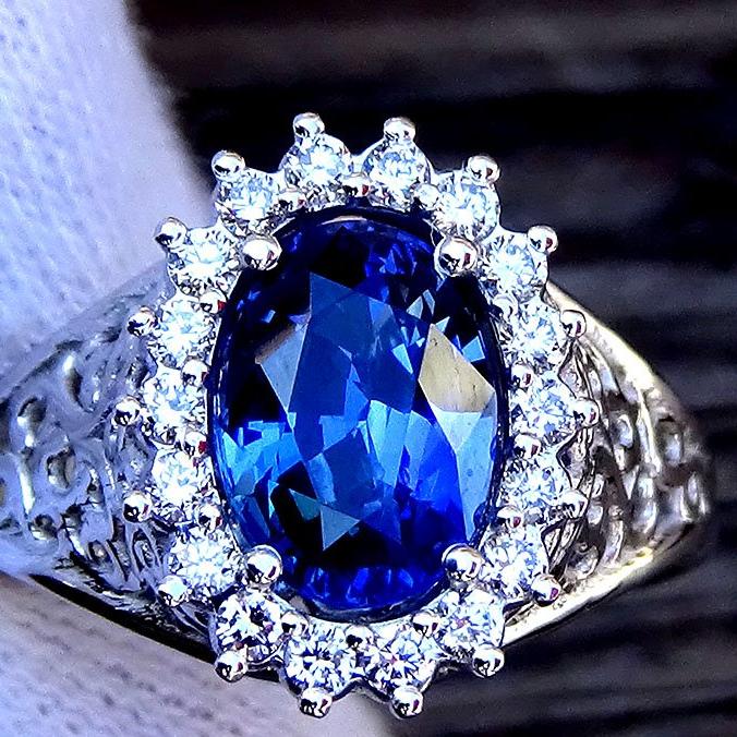 blue sapphire diamond 18kt ring - Shilat