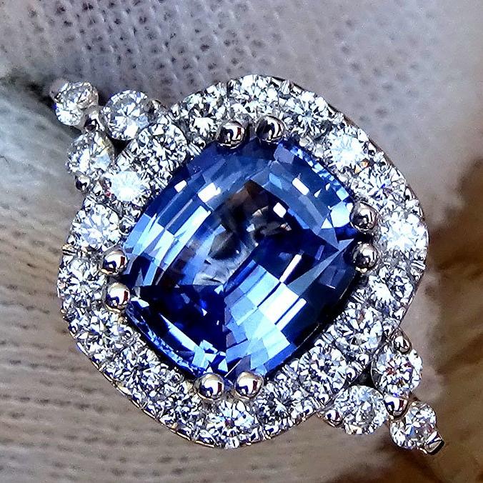 blue sapphire diamond ring 18k - Shilat