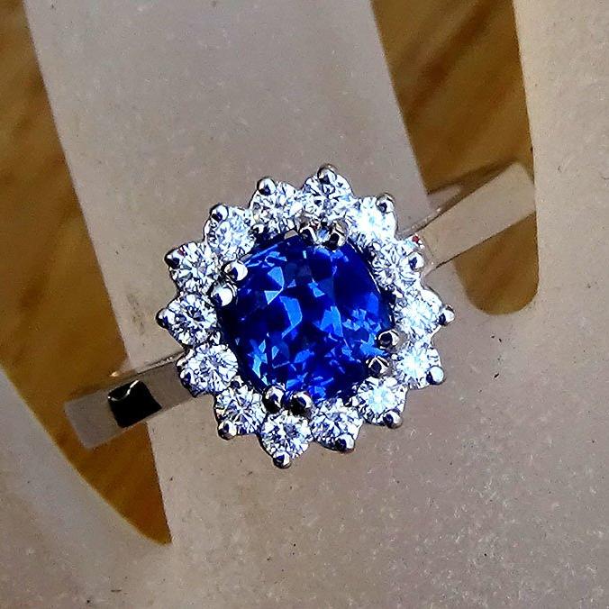 sapphire diamond ring 14k - Shilat