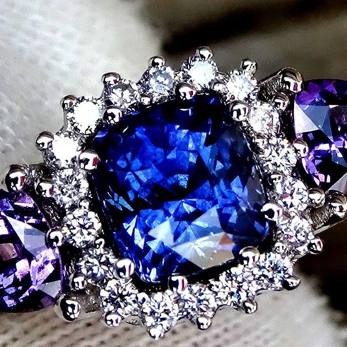 violet blue sapphire and diamond 18kt gold ring - Shilat