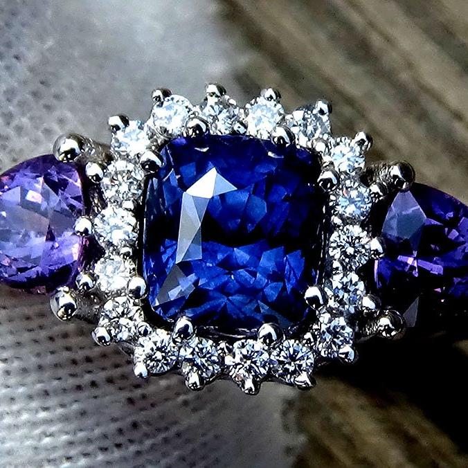 violet blue sapphire diamond 18kt ring - Shilat