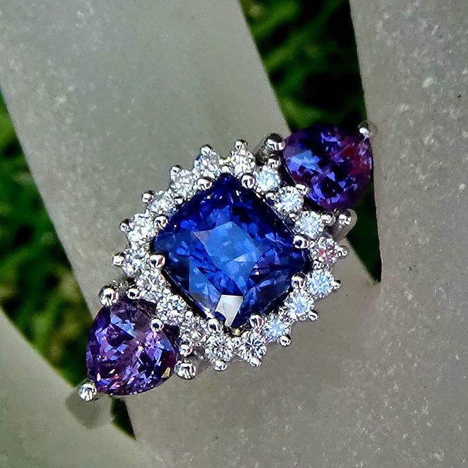 violet blue sapphire diamond ring - Shilat