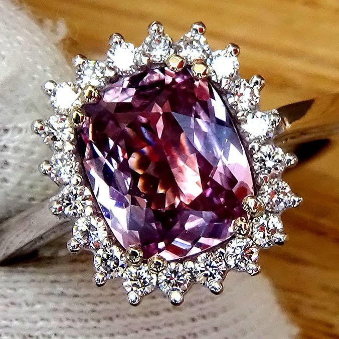 Purplish Pink sapphire and diamond ring - Shilat