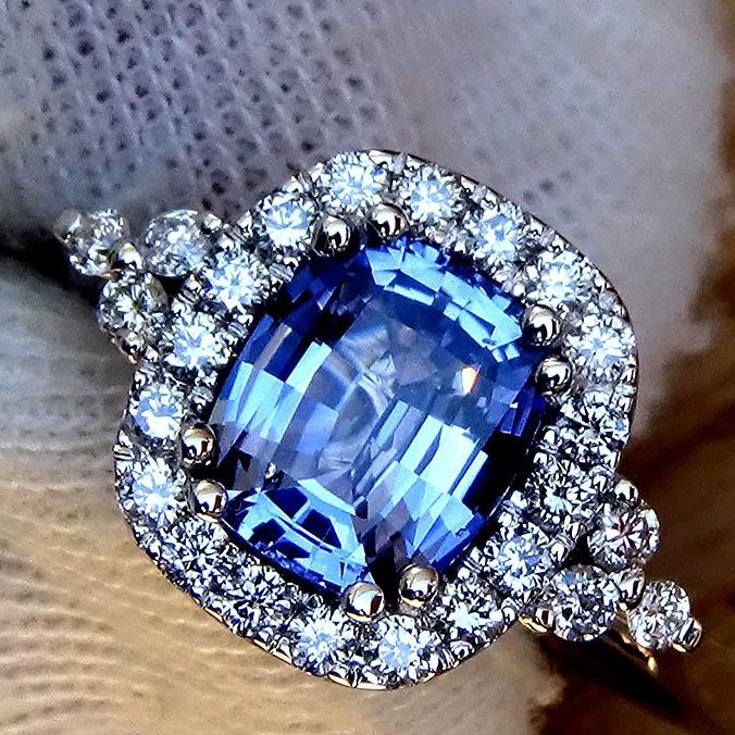 natural blue sapphire and diamond ring - Shilat