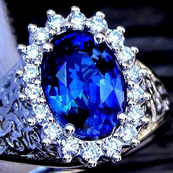 blue sapphire and diamond 18kt gold ring - Shilat