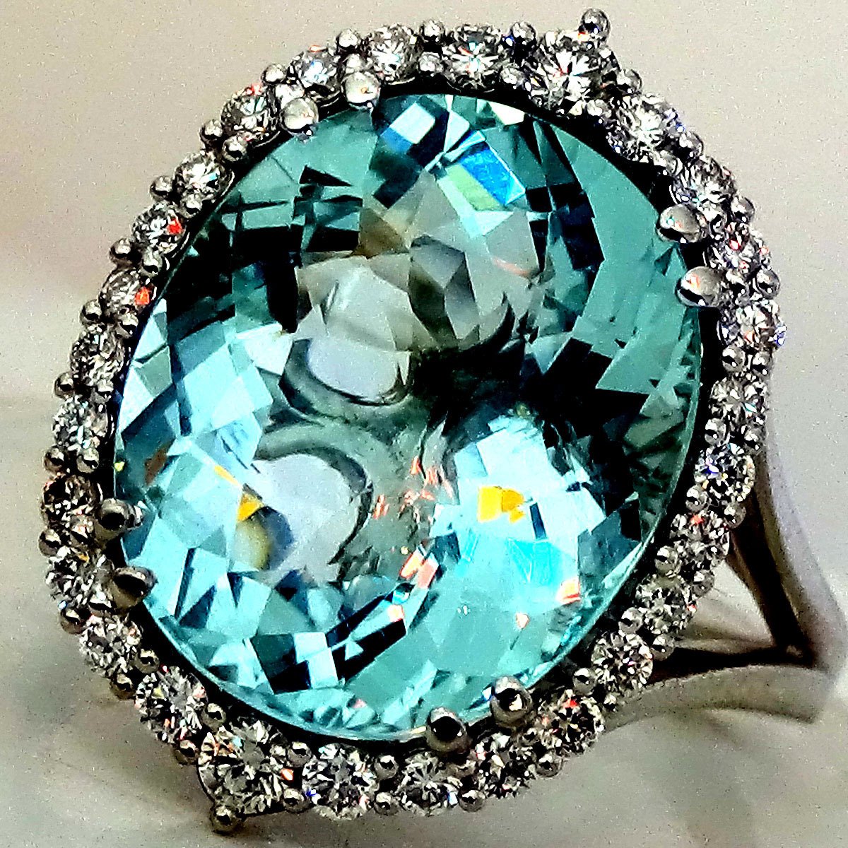 Aquamarine And Diamond Ring - Shilat 