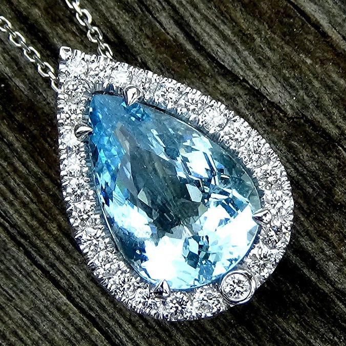 Natural Aquamarine diamonds Necklace - Shilat