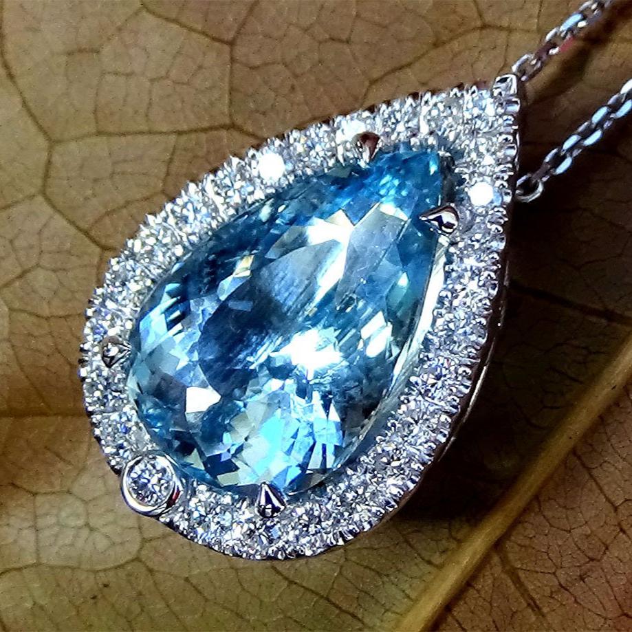 blue aquamarine Necklace - Shilat