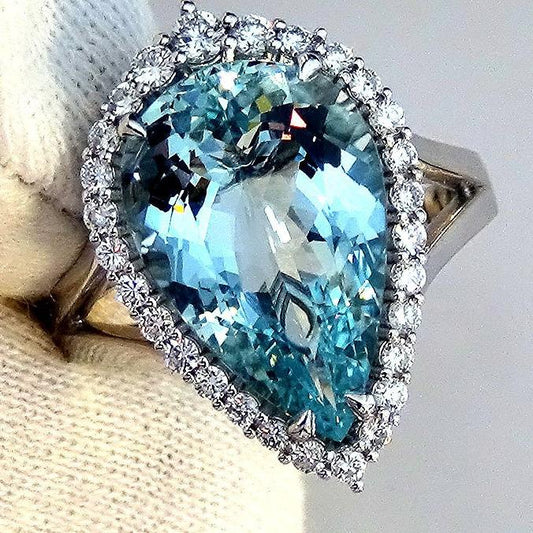 Aquamarine diamonds ring - Shilat