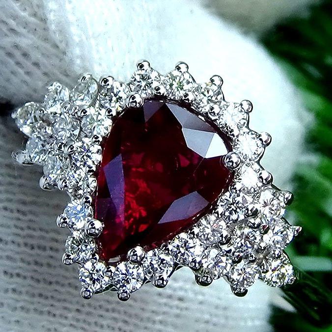 Red Ruby diamond ring in 14kt - Shilat