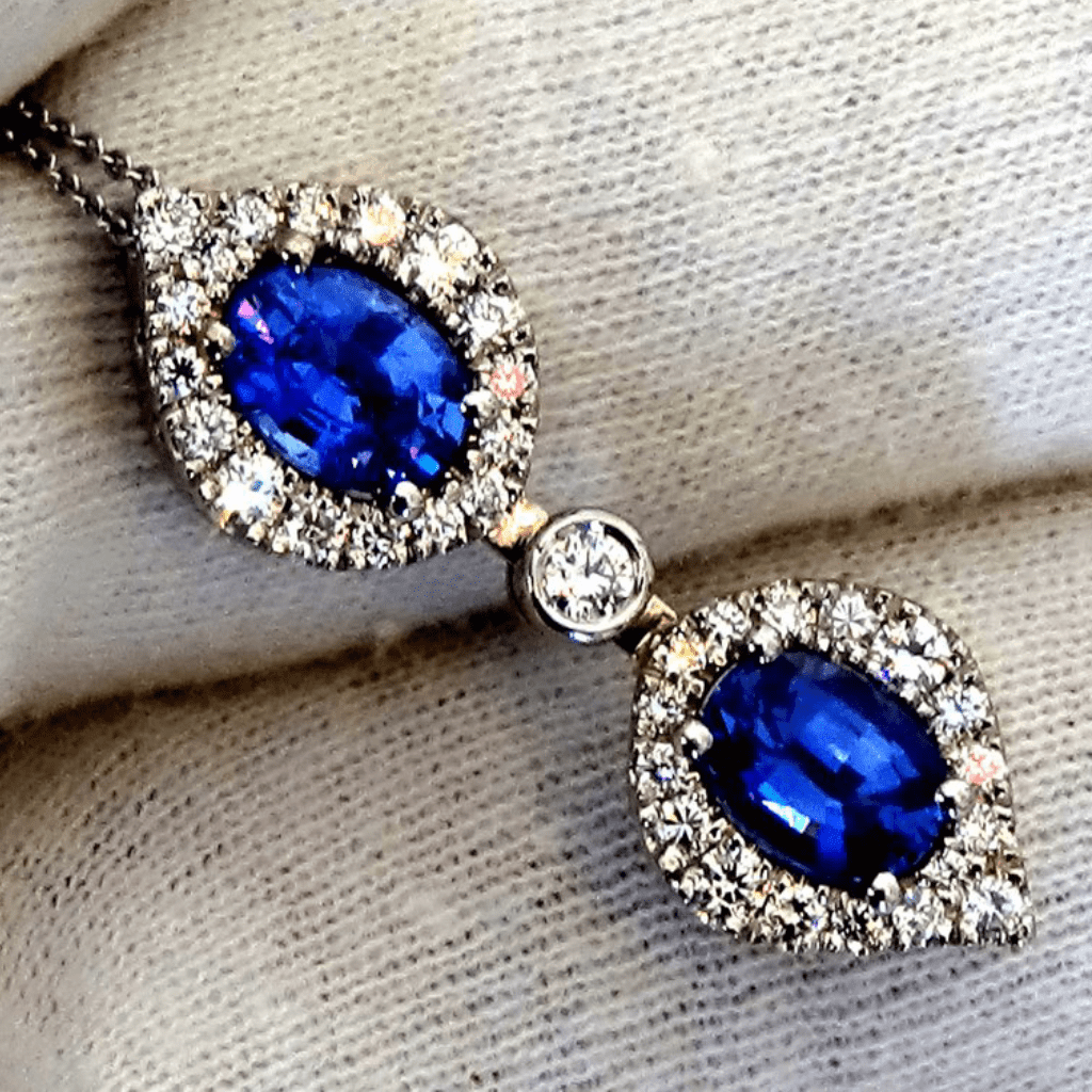 Blue sapphire necklace 14k - Shilat 