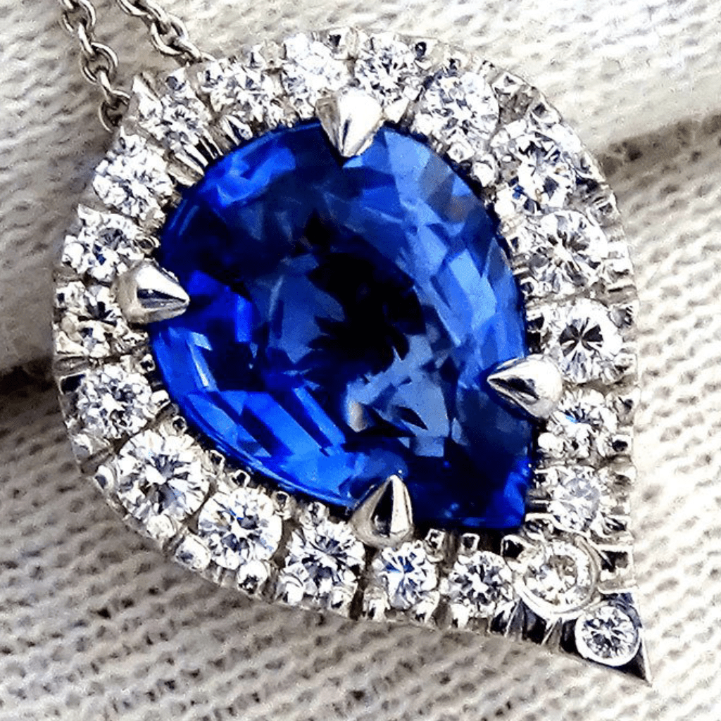 Blue sapphire diamond necklace - Shilat 