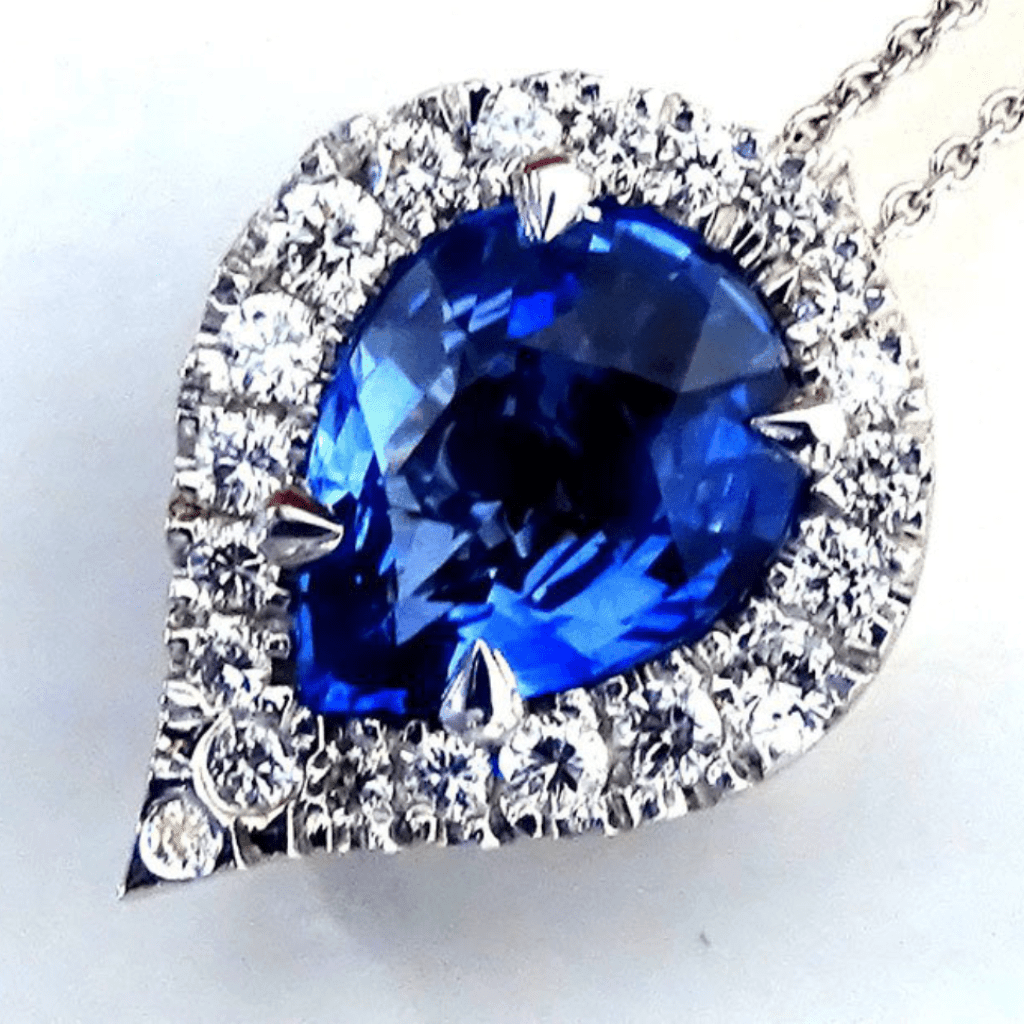 Blue sapphire diamond necklace - Shilat 