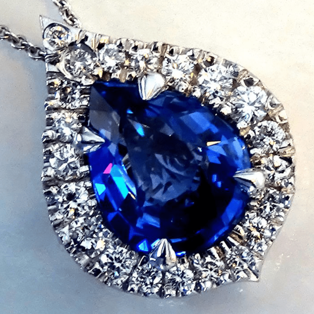 Blue sapphire diamond necklace - Shilat 