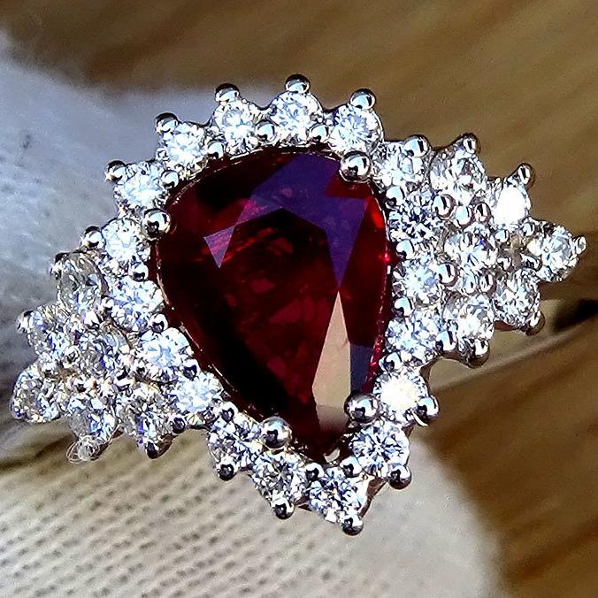 Red Ruby diamond ring 14kt - Shilat