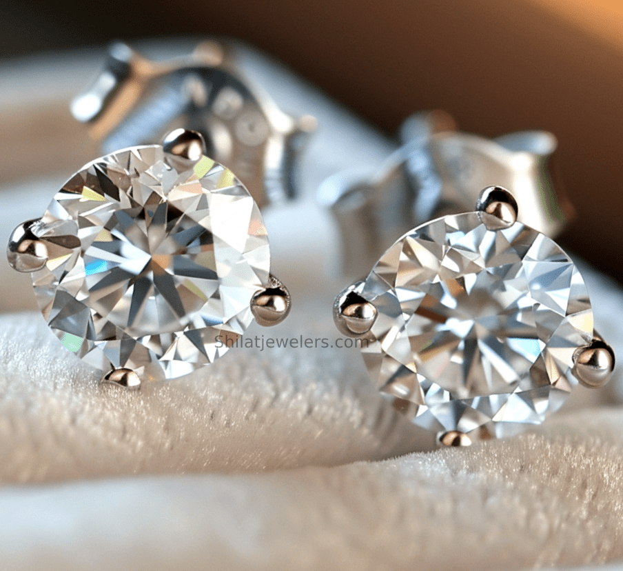 Lab created diamond earrings white gold - Shilatjewelers