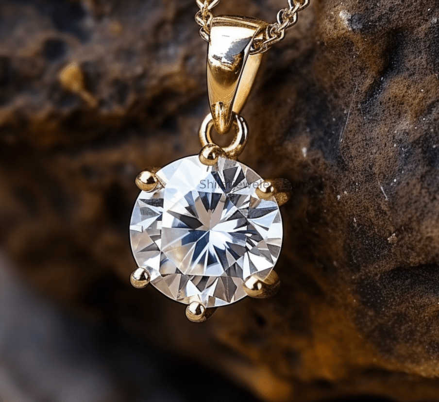 lab grown solitaire pendant 1.0 carats 14k - Shilatjewelers