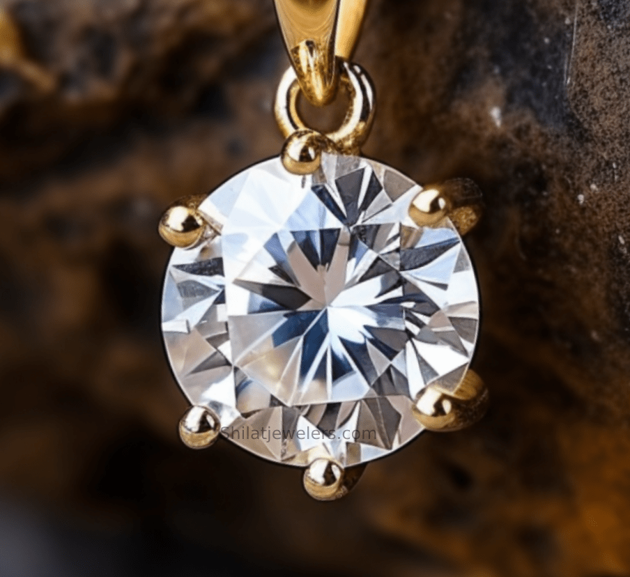 lab grown solitaire pendant 1.0 carats 14k - Shilatjewelers