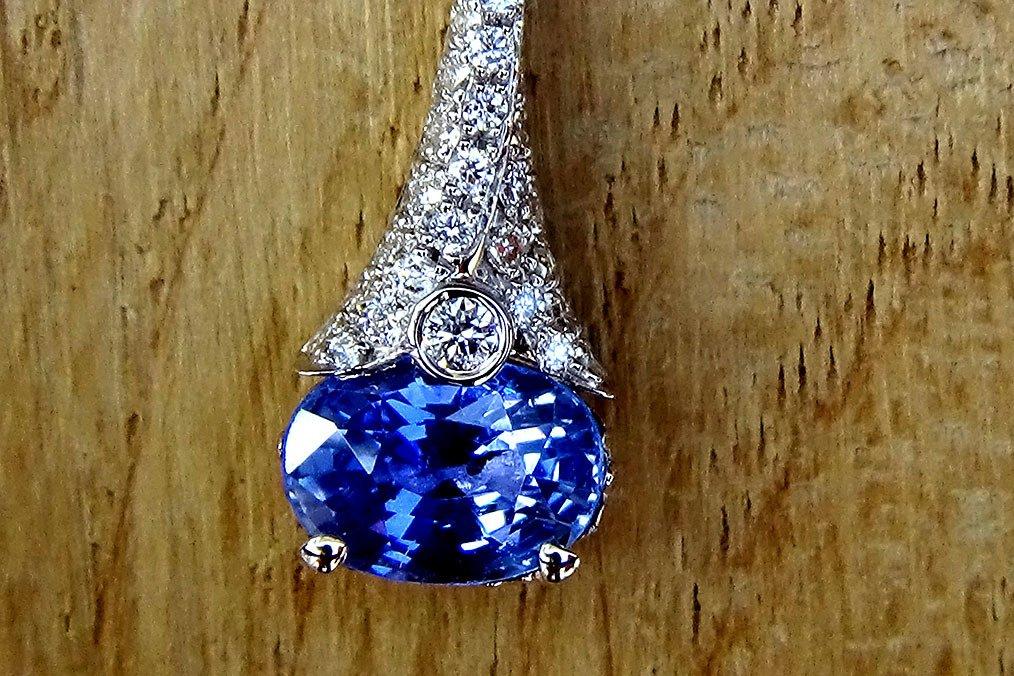 natural sapphire and diamond Necklace - Shilat