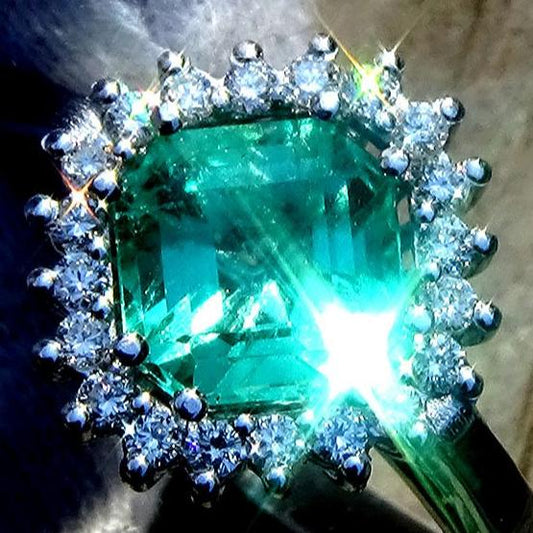 Green Emerald diamond 18k ring - Shilat