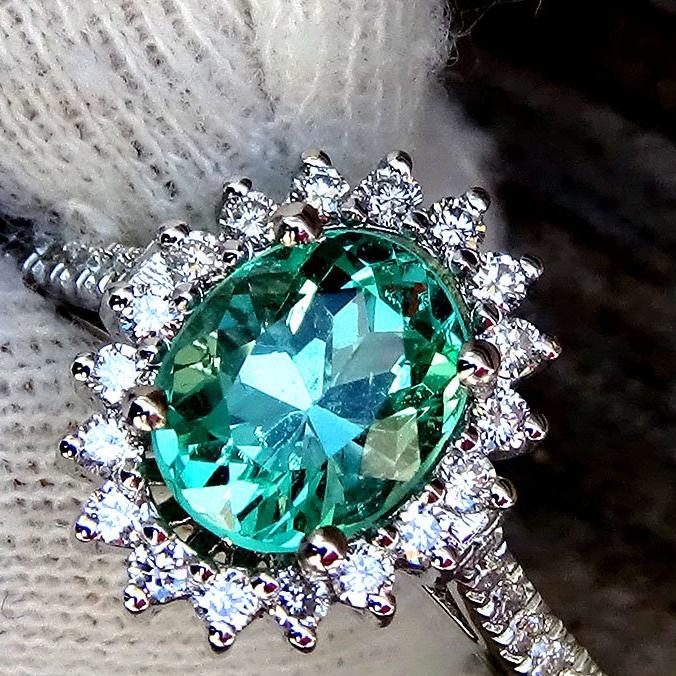  Green Emerald diamond ring  - Shilat