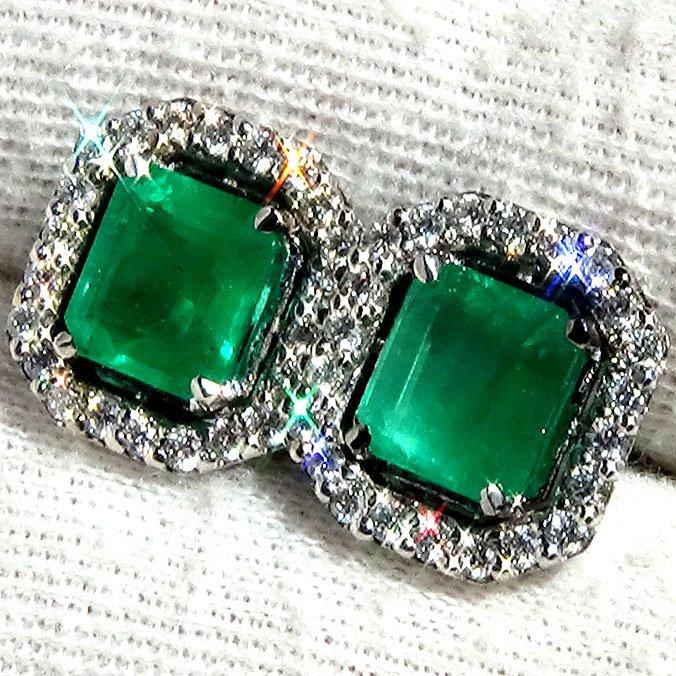 green emerald diamond 18k earrings - Shilat