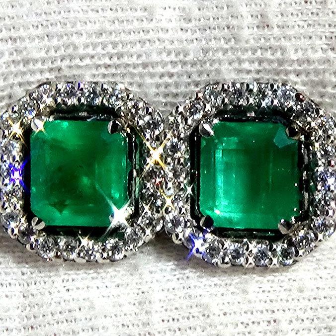 emerald diamond 18k earrings - Shilat