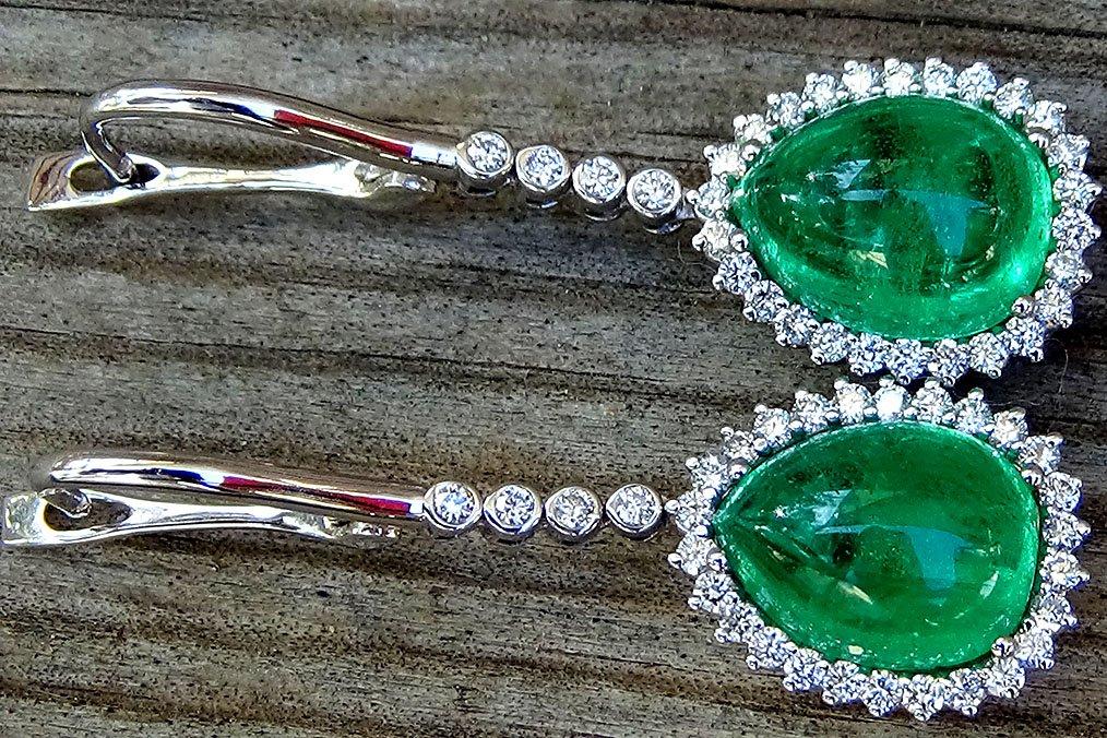  emerald diamond drop  earrings - Shilat