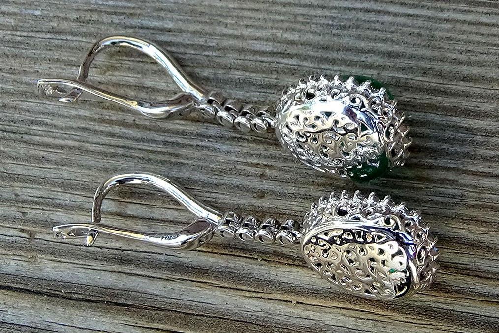 emerald drop  earrings - Shilat