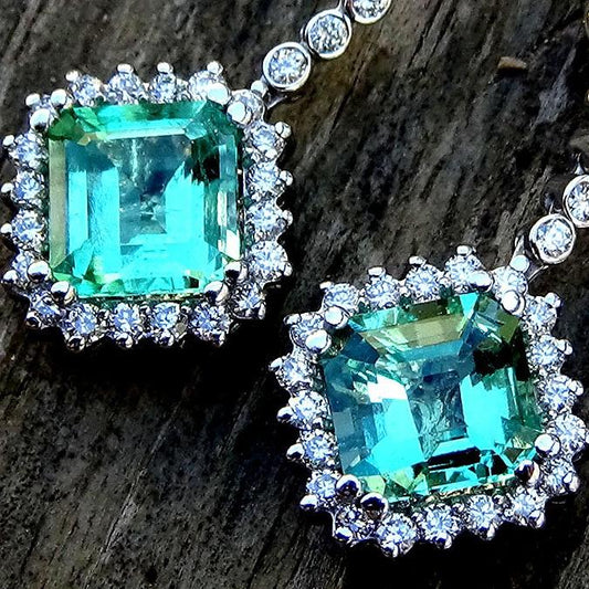  green emerald and diamond earrings in 18 kt - Shilat