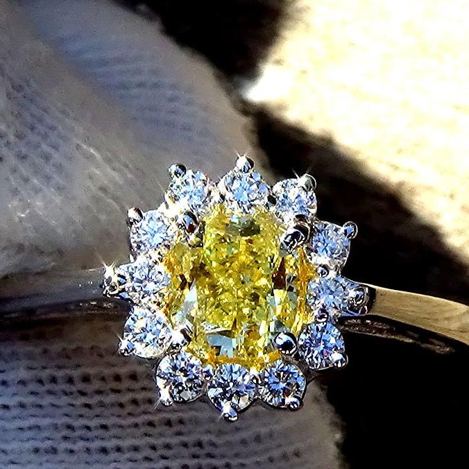 yellow diamond ring gold 14k - Shilat