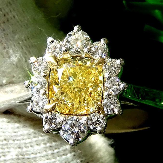 fancy yellow diamond engagement ring - Shilat