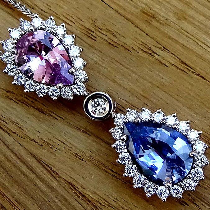 blue And pink Sapphire pendant - Shilat